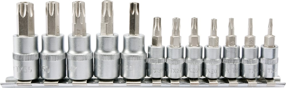 SADA TORX SECUR KLÍČŮ NA LIŠTĚ, 1/4, 3/8, 12 KS