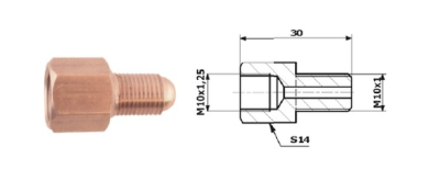 Bromsrörskoppling invändig M10x1,25 SF + utvändig M10x1 SF 87-2 87-2