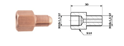 Bromsrörskoppling invändig M10x1,5 SF + utvändig M10x1,5 SF 87-5
