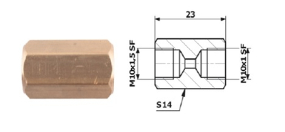 Bromsrörskoppling invändig M10x1,5 SF + invändig M10x1 SF 84-11