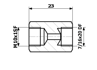 Bromsrörskoppling invändig 10x1 SF + invändig 7/16x20 DF 84-17