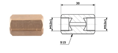 Bromsrörskoppling invändig M12x1 DF + invändig M12x1 DF 85-11