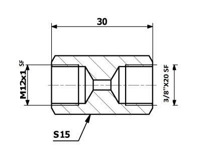 Bromsrörskoppling invändig 12x1 SF – invändig 3/8x20 SF 85-25