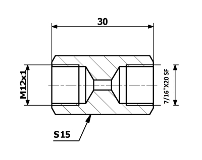 Bromsrörskoppling invändig 12x1 SF – invändig 7/16x20 SF 85-35