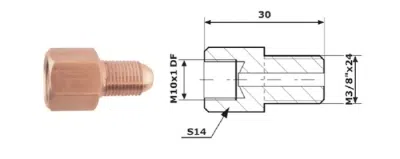 Bromsrörskoppling invändig 10x1 DF + utvändig 3/8x24 SF 87-11