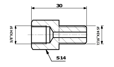 Bromsrörskoppling invändig 3/8x24 SF – utvändig 7/16x24 SF 87-20