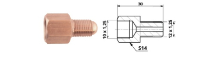 Bromsrörskoppling invändig M10x1,25 SF + utvändig M12x1,25 SF 88-24