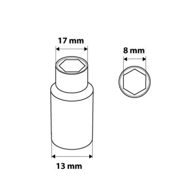 3/8'' DLOUHÁ ŠESŤHRANNÁ NÁSTAVCE, 8 MM