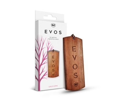 K2 EVOS Drevený jednorožec V033 – luxusný parfum do auta, ovocno-citrusová vôňa, drevený prívesok