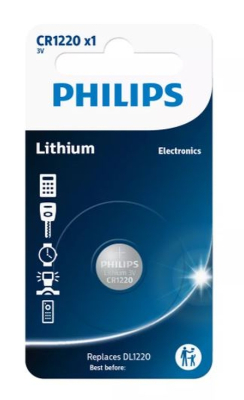 Batteri CR1220 3,0 V (12,5×2,0) litium blister pris per styck / 10 pack PHILIPS PHCR1220