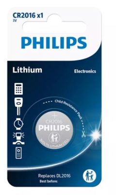 Knappcellsbatteri Philips CR2016 Blisterpack 1ST minsta beställning 10 ST CR2016/01B