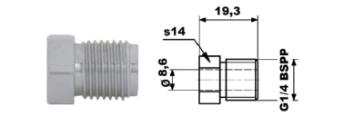 Bromsrörsnippel G1/4'' BSPP KON.TYP70
