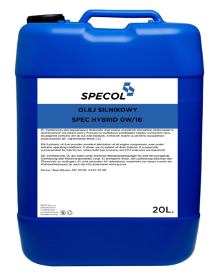 OLEJ SPECOL 0W16 20L SPEC HYBRID