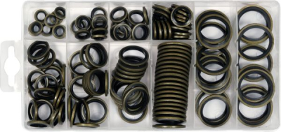 Metall-gummibrickor sats med 150. Blandade storlekar YATO YT-068582