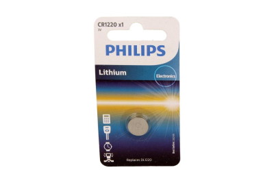 Batteri CR1220 3,0 V (12,5×2,0) litium blister pris per styck / 10 pack PHILIPS PHCR1220