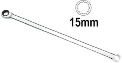Spärrringnyckel JBM extra lång med spärr-funktion, 15 mm D.13458