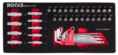 Bitshyls- och nyckelsats ROOKS HEX/TORX 42 delar OK-01.3117