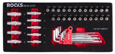 Bitshyls- och nyckelsats ROOKS HEX/TORX 42 delar OK-01.3117